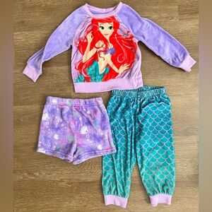 Disney Purple and Teal Little Mermaid 3 piece Pajama Set